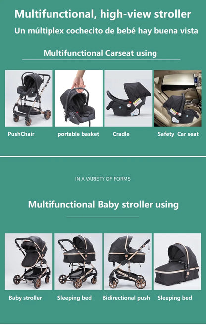 Cochecitos 3 en 1, cochecito de bebé, asiento de coche, cochecito de viaje, cochecito para recién nacidos, paisaje alto, artículos para madres, niños y bebés.
