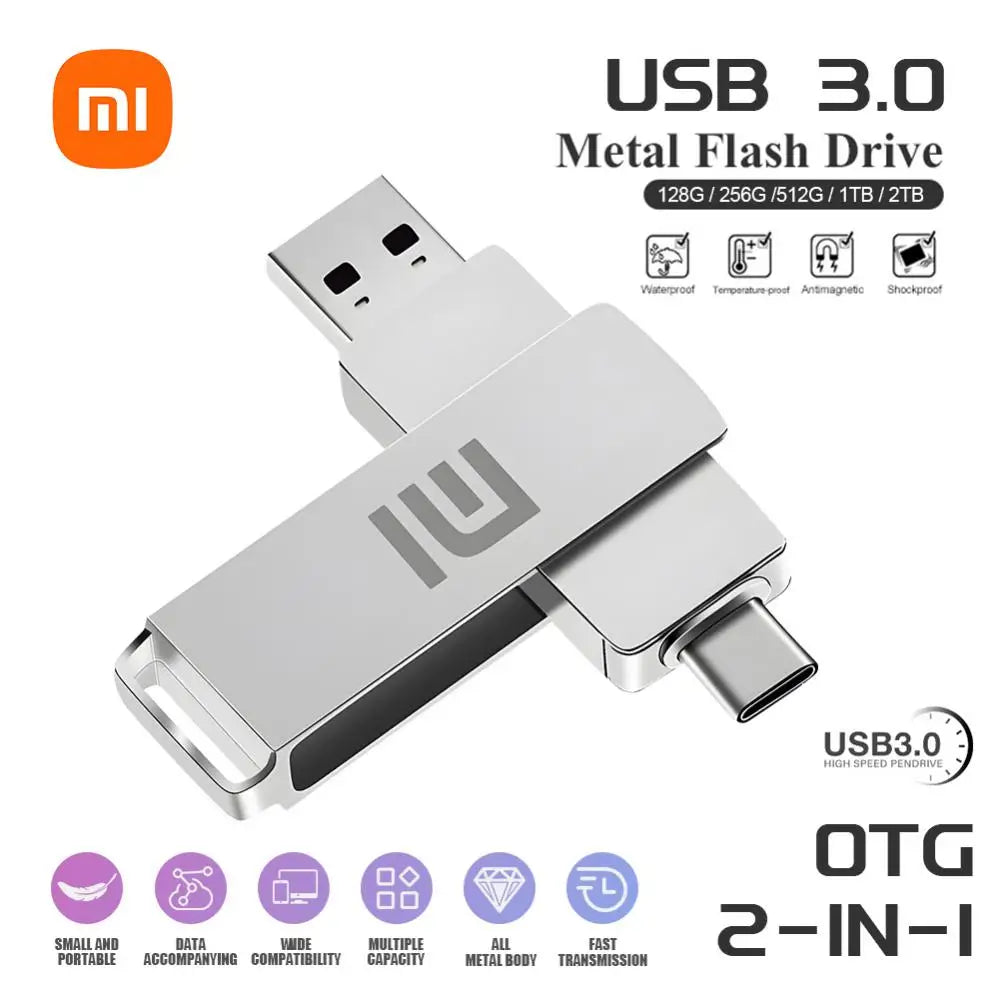Memoria USB Xiaomi de 2 TB, 256 GB, tipo C, OTG, 64 GB, 512 GB, alta velocidad, 1 TB, regalo con llavero