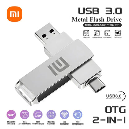 Memoria USB Xiaomi de 2 TB, 256 GB, tipo C, OTG, 64 GB, 512 GB, alta velocidad, 1 TB, regalo con llavero