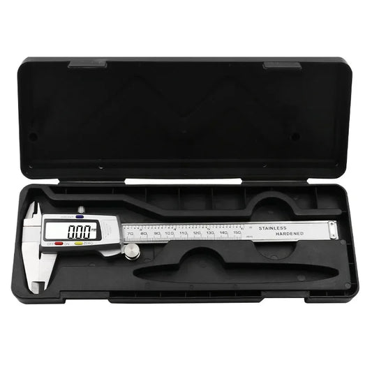 Herramienta de medición Calibrador digital de acero inoxidable de 6" y 150 mm. Calibrador Vernier.