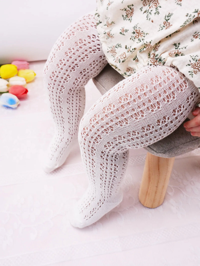 Nuevas medias de verano para niños, medias con lazo hueco para niñas, pantalones de malla, pantimedias para niños pequeños, medias finas de Ballet de estilo español para bebés