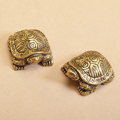 1Pc Antique Solid Brass Turtle Ornaments Longevity Animal Sculpture Home Office Desk Decorative Simulation Ornament