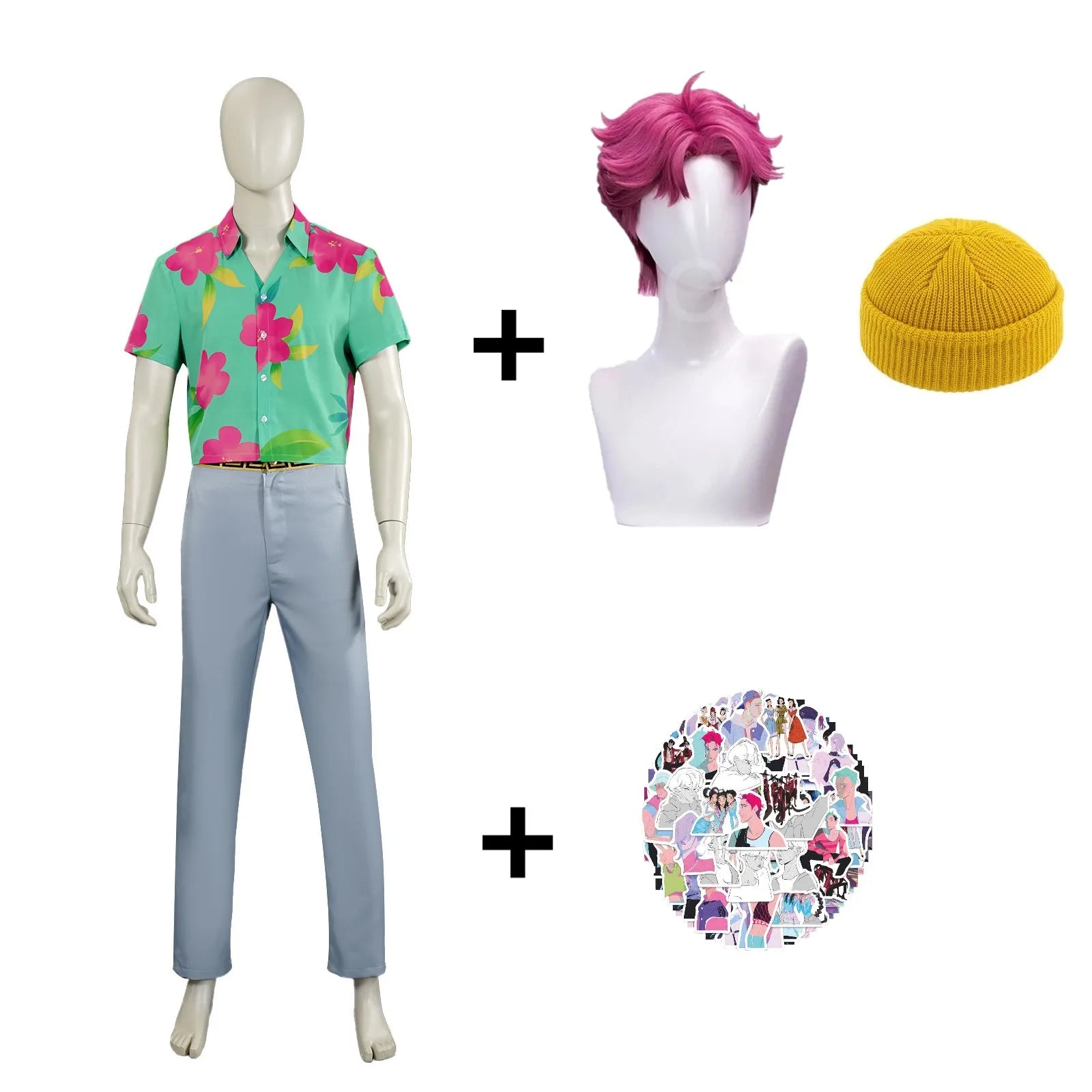IN STOCK Saja Boys Abby Cosplay T Shirt pants Hat Wig Saja Boys Roleplay Outfits Halloween Carnival Suit