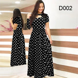 Elegant Spring Women's Casual Fashion Floral Print Short Sleeve Super Long Dress 2023 New Fashion Hollow Out Long Dresses