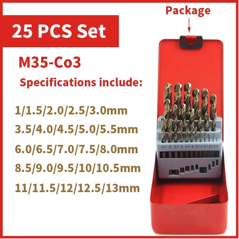 Cobalt High Speed Steel Twist Drill Bit M35 Stainless Steel Tool Set Of Drills Accessories For Metal Stainless Steel Drilling