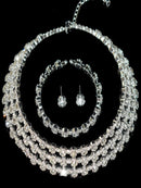 4-piece women's jewelry set with rhinestones, multi-layer collars, earrings, bracelets, wedding party accessories