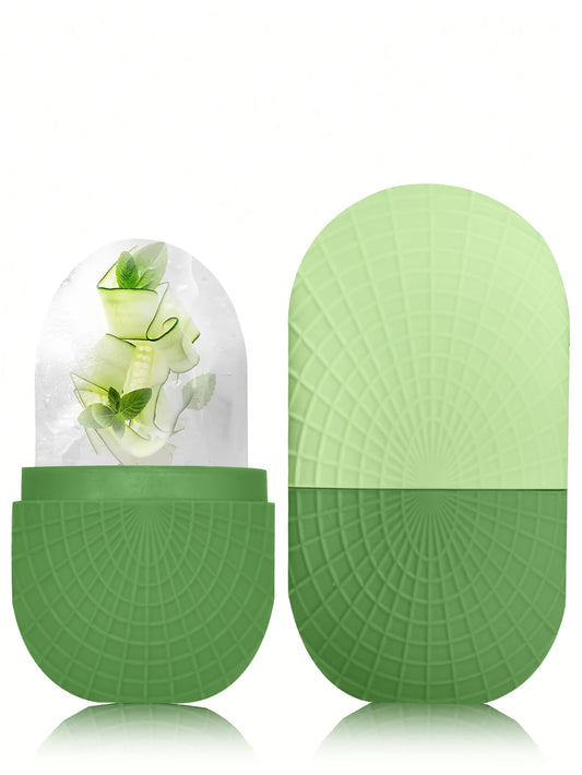 Masajeador de rodillo de hielo de silicona para rostro y ojos: cuidado natural de la piel, refrescante y antibolsas, reutilizable y calmante.