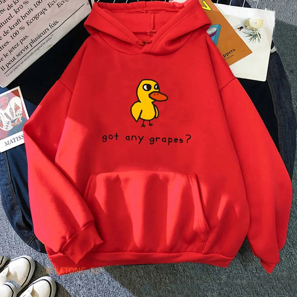 The Duck Song Got Any Grapes Hoodies Kawaii Cartoon Women/Men Sweatshirts Winter Soft Comfortable Hooded Clothing Streetwear