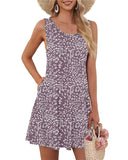 9XL Plus Size Women's Casual Holiday Dress Summer Sleeveless Loose Sundress Floral Print Dresses Women Vest Pockets Beach Dress