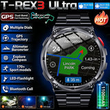 2026 New T-Rex3 Pro 1100mAh Battery Smart Watch GPS path 5ATM Waterproof Sports Run tracker Outdoors Compass Military Smartwatch