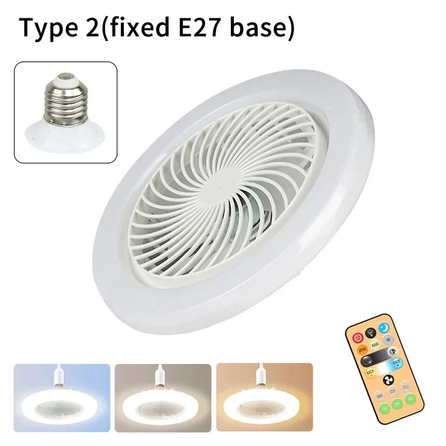  Smart 2 In 1 Ceiling Fan With Remote Control Lighting E27 Conversion Base  Lighting Base Suitable for Bedroom and Living