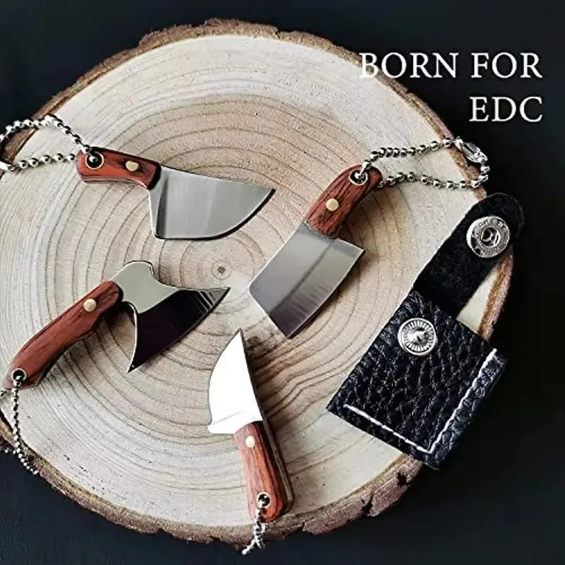 4 unids/set cuchillo de bolsillo de acero inoxidable, Mini cuchillo de cocina, llavero EDC, cuchillo de Unboxing portátil, cuchillo de corte de pesca
