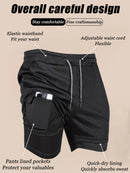 Quick-Dry Men's Training Shorts Elastic Waistband Drawstring Breathable Moisture-Wicking Athletic Shorts