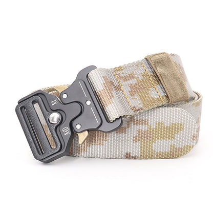 3.8X125cm - Belt Quick Release Outdoor  Metal Belt Soft Real Nylon Sports Accessories Men And Women Black Belt