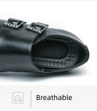 Fashion Buckle Leather Shoes For Men Big Size 46 Pointed Dress Shoes Man Quality Business High Heels Shoes Man chaussure hommes