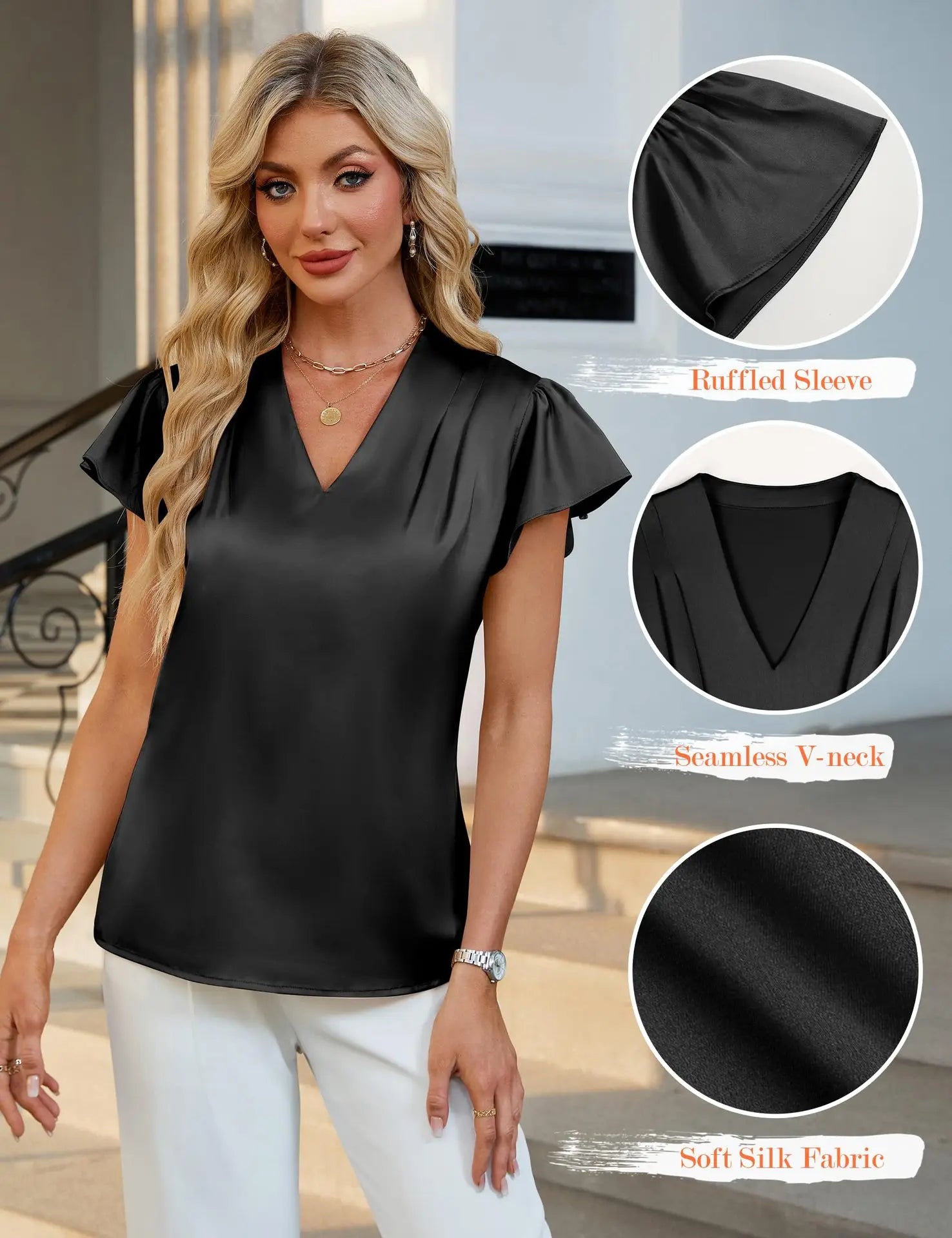 2026 Fashion Summer Casual Shirts Office Lady Tops Mujer Elegant Simple Chiffon Blouse Women Short Sleeve V-Neck Woman Clothes