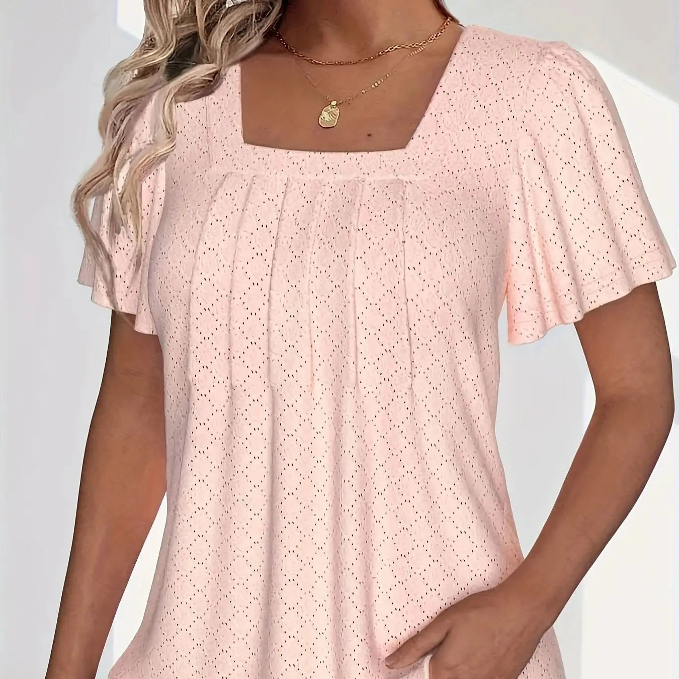 Plus size primavera e verão moda e elegante oco topos para mulheres escritório wear solto plissado mangas versátil topos para