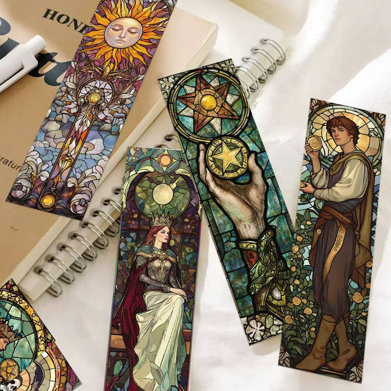 30pcs stained glass tarot card bookmarks for students paper card decorating books book page marking page book marking DIY