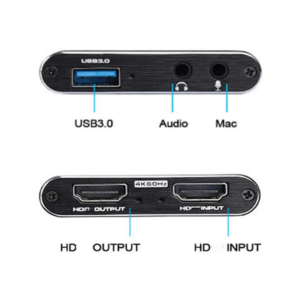 Tarjeta de captura de video 4K 1080P 60 fps HD, caja de grabación para cámara, compatible con HDMI a USB 3.0, grabadora de transmisión en vivo para PC