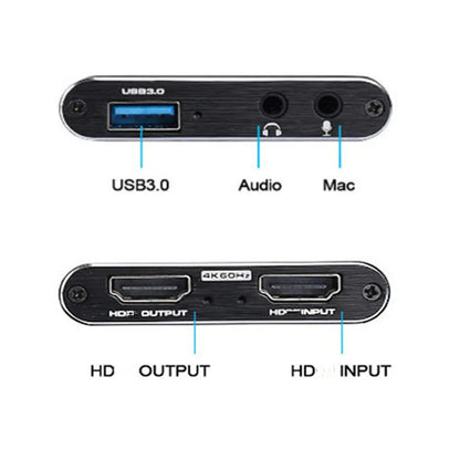 4K Video Capture Card 1080P 60fps HD Camera Recording Box HDMI-compatible to USB 3.0 PC Live Streaming Grabber Recorder