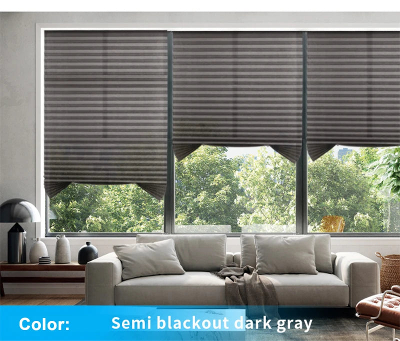Self-Adhesive Pleated Blind High Shading Non-Woven Window Shade Bathroom Kitchen Balcony Zebra Blackout Curtain