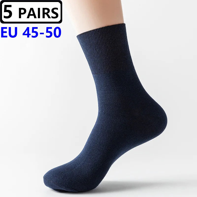 5 Pairs Plus Size EUR 45-50 Prevent Varicose Veins Socks Mens Diabetics Patients Cotton Loose Mouth Sock Man Women Comfort Meias
