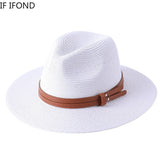 56-58-59-60CM New Natural Panama Soft Shaped Straw Hat Summer Women's/Men's Wide Brim Beach Sun Cap UV Protection Fedora Hat