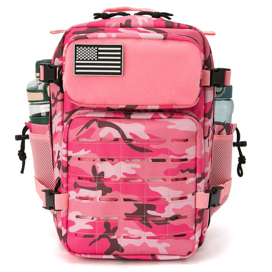 Mochila táctica QT&amp;QY de 25L/45L para mujer/hombre, con sistema Molle de corte láser, mochila de supervivencia para el día a día, mochila escolar para gimnasio con doble portavasos.