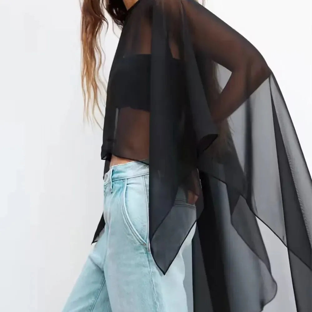 BMURHMZA Spring and Summer Fashion Hot Selling New Asymmetrical Loose Skin-Friendly Sunscreen Sheer Cape