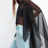 BMURHMZA Spring and Summer Fashion Hot Selling New Asymmetrical Loose Skin-Friendly Sunscreen Sheer Cape