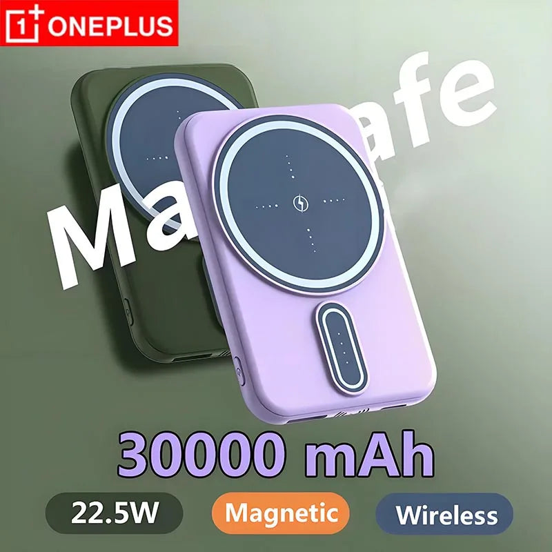 OnePlus 30000mAh Magnetic Wireless Power Bank 22.5W PD Super Fast Charging Portable Battery Charger For IPhone Huawei Samsung