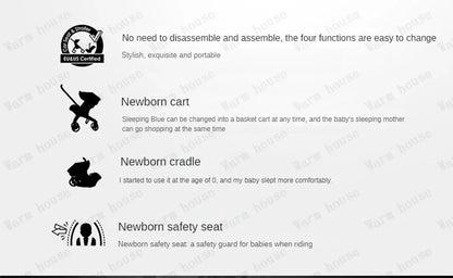EU STOCK 4in1 baby stroller two-way Multifunctional newborn baby stroller 3in1 Foldable Basket type seat Lightweight Travel Pram