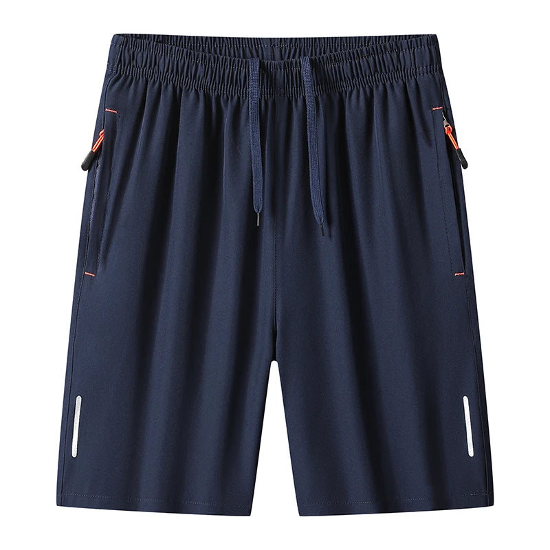 Summer Running Sports Shorts Men Breathable Beach Shorts Ice Silk Comfortable Elastic Waist Fitness Basketball Short Sportswear