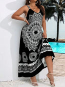 Summer Plus Size Women's Suspender Bohemian Dress Backless Dress