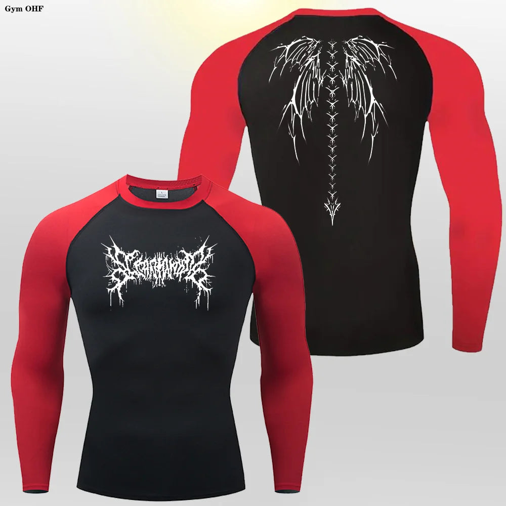 Camiseta de compresión con estampado de anime Y2K para hombre, para correr, de secado rápido, para fitness, gimnasio, transpirable, para deportes, Rash Guard, MMA 