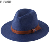 56-58-59-60CM New Natural Panama Soft Shaped Straw Hat Summer Women's/Men's Wide Brim Beach Sun Cap UV Protection Fedora Hat