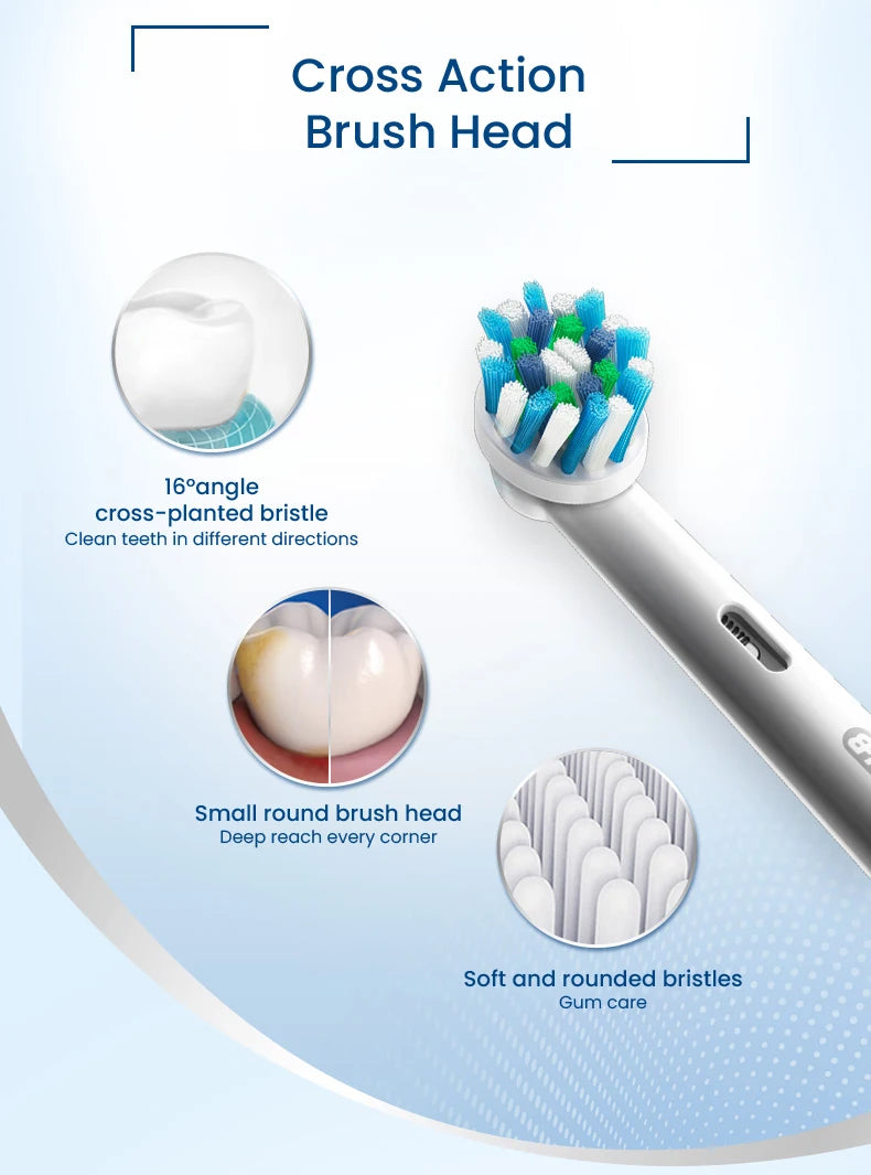 Oral B Vitality Cross Action Electric Toothbrush Rechargeable With 2 Minutes Timer Rotation Clean White Teeth Black/White Brush