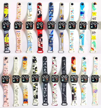 Pokemon Pikachu Dragon Ball Z Sport Casual Watches Led Silicone Watch Color Lovely Digital Children Wristwatch Clock Gift Toys