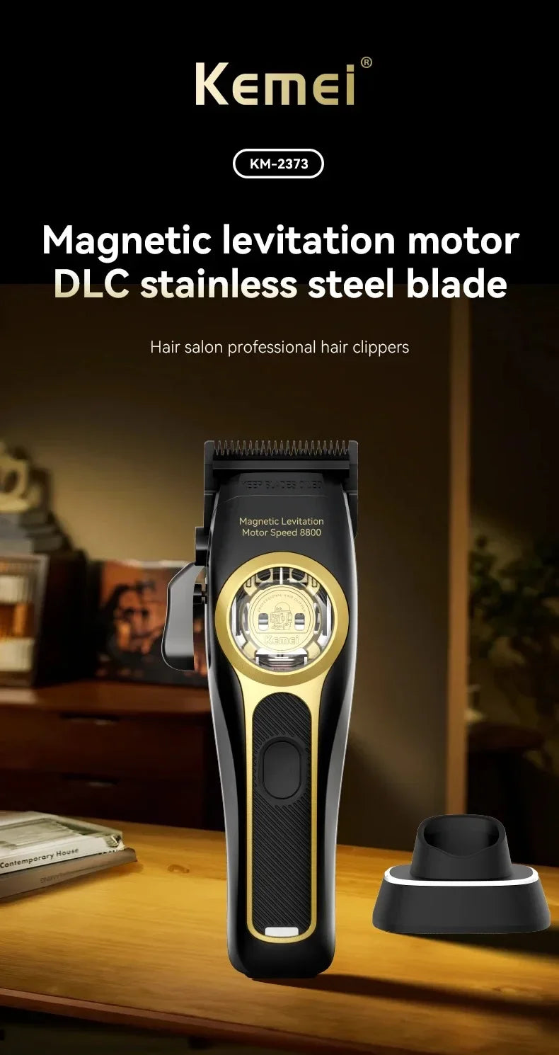 Kemei Hair Clippers KM-2373 Professional Cordless Hair Trimmer Electric Men Hair Cutting Machine Magnetic Motor 8800RPM Clippers