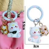 1/6Pcs Colorful Cat Bell Keychains for Friends Backpack Phone Pendant Hangings Couple Cartoon Animal Paw O-shaped Keychains