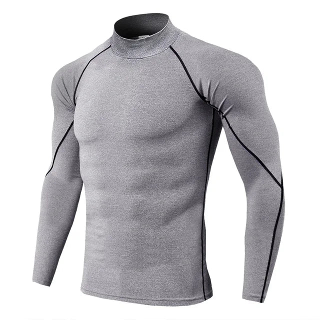 Men's Quick Dry Sports T-Shirt Bodybuilding Running Long Sleeve Compression Gym Fitness Tight Rashgard 