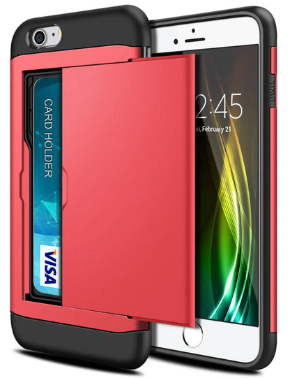 Funda para iPhone SE 2022 2020 con puerta corredera, bolsillo oculto, ranuras para tarjetas, antiarañazos, para iPhone SE3 SE2 SE