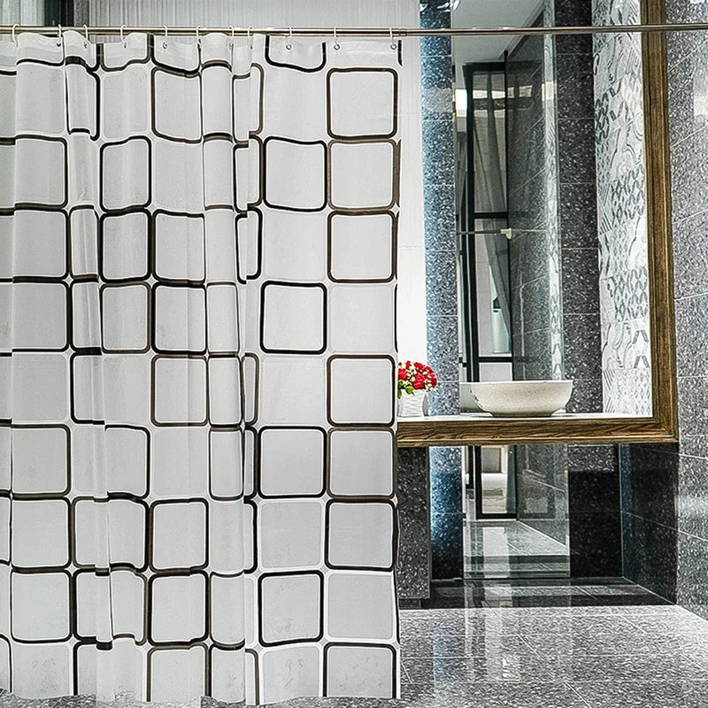 Cortinas de ducha de baño con ganchos, impermeables y resistentes al moho, mamparas de baño duraderas, cortinas de ducha de tela autocortables de PE EVA.