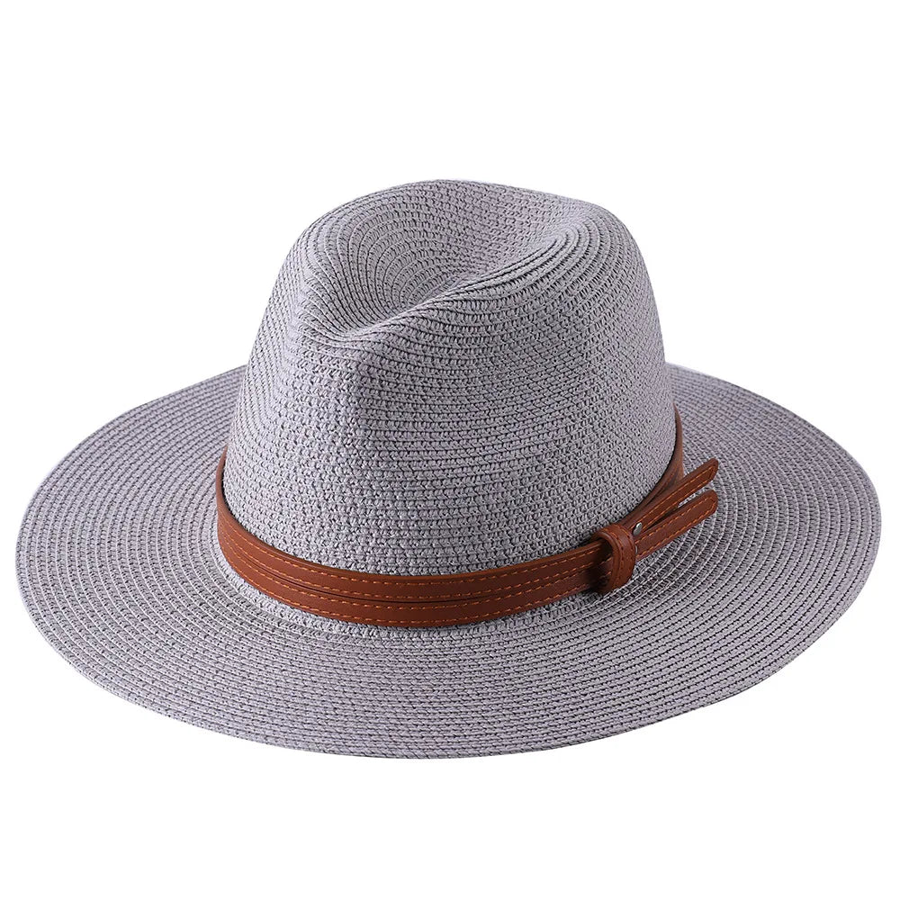 56-58-59-60CM New Natural Panama Soft Shaped Straw Hat Summer Women's/Men's Wide Brim Beach Sun Cap UV Protection Fedora Hat