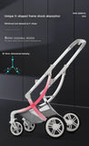 Cochecito de bebé 3 en 1, de lujo, con asiento para el coche, de piel sintética, con diseño de cáscara de huevo y paisaje alto.