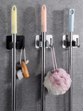 Ganchos multiusos adhesivos para colgar en la pared, estante para fregona, colgador de escoba, organización de cocina y baño, accesorios organizadores para el hogar