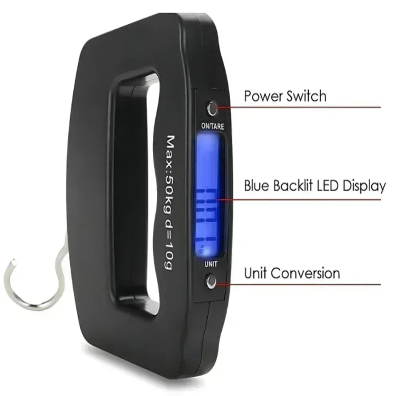 Báscula digital para equipaje, electrónica, portátil, para viajes, con retroiluminación, para colgar maletas.
