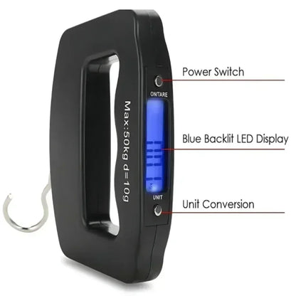 Báscula digital para equipaje, electrónica, portátil, para viajes, con retroiluminación, para colgar maletas.