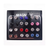 Magnético Non-Piercing Brincos Clipe para Mulheres e Homens, Cristal Redondo, Orelha de Jóias Punk, Fazendo Suprimentos, Acessórios Artesanais, 24Pcs por Conjunto