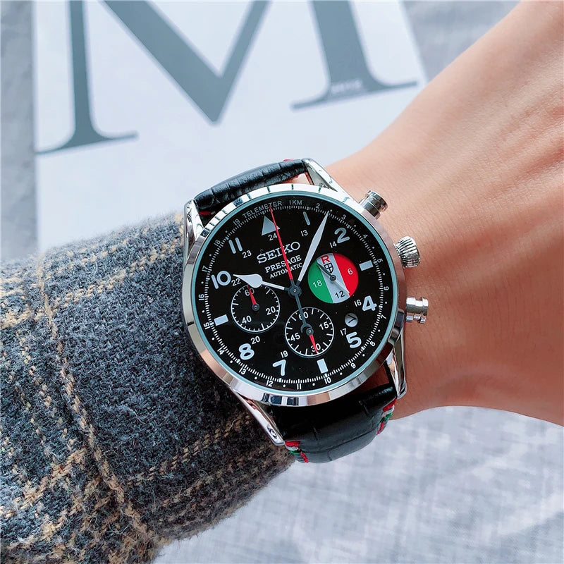 1:1copy MenQuatz Watches Classic Leather Strap Wrist Watch with Watch